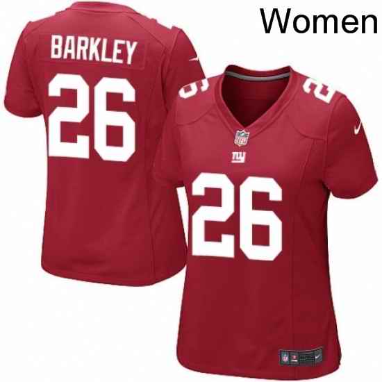 Womens Nike New York Giants 26 Saquon Barkley Game Red Alternate NFL Jersey